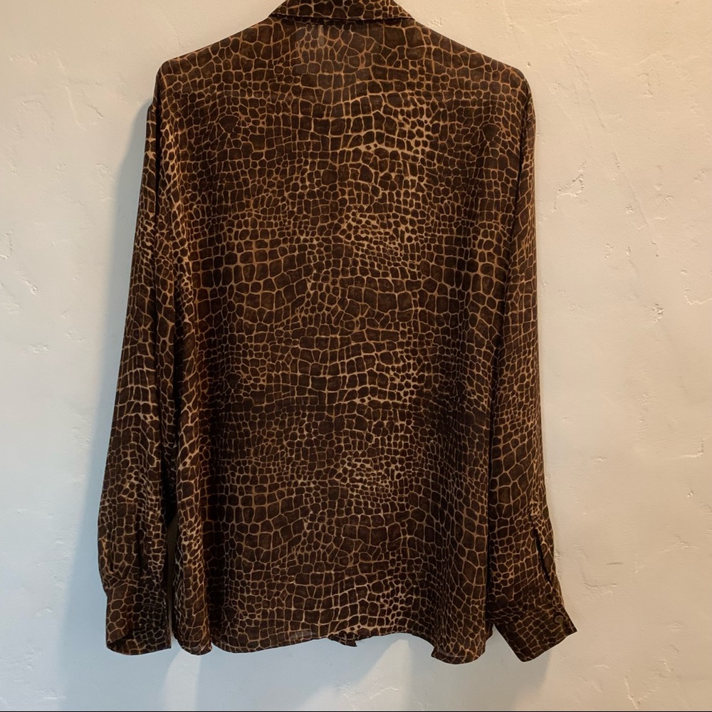 Liz Claiborne Blouse Animal Print Long Sleeve Size XL - Picture 5 of 12